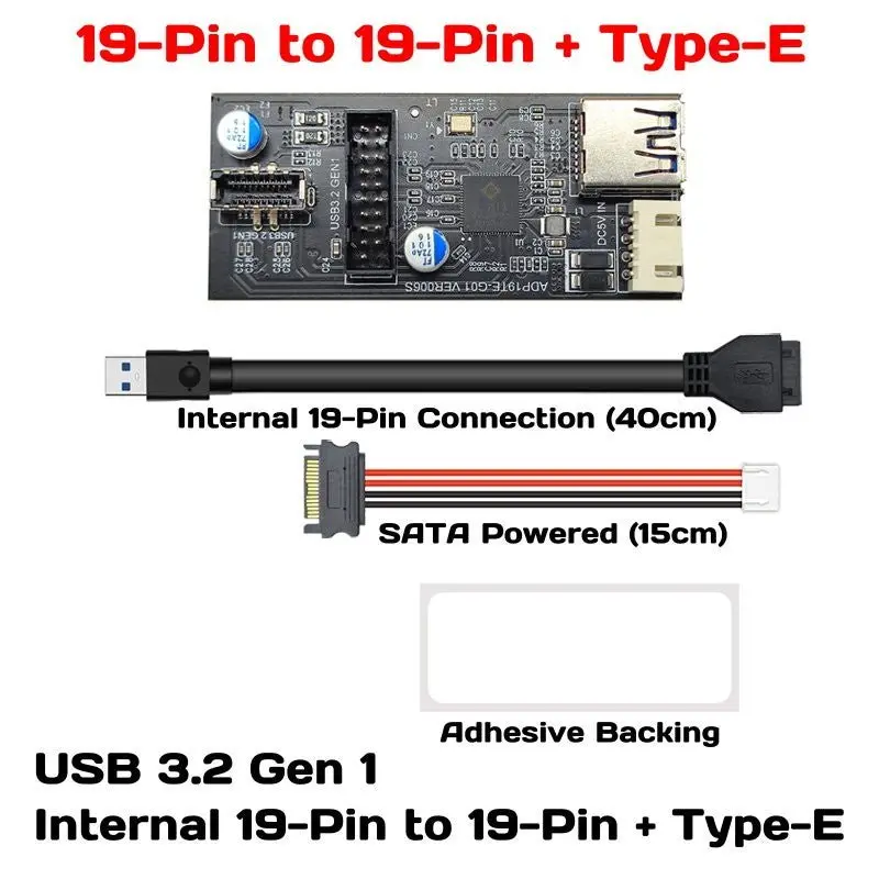 Usb 3.2 Gen 1 Internal Hub Controller – 19-Pin Motherboard Header To 19-Pin Extension + Type-E Output 1
