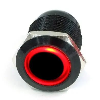 Vandal-Proof Illuminated Latching Switch – Black Casing, 22/19Mm, Red Ring Light 1