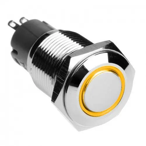 Vandal-Proof Illuminated Latching Switch – Silver Housing, 18/16Mm, Orange Indicator Ring 1
