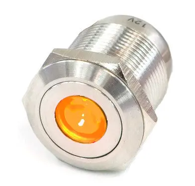 Vandal-Resistant Illuminated Momentary Push Button – Silver Housing, Orange Dot (22/19Mm) 1