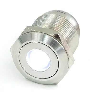 Vandal-Resistant Illuminated Momentary Push Button – Silver Housing, White Dot (22/19Mm) 1