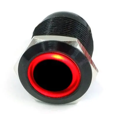 Vandal-Resistant Illuminated Momentary Push Button Switch – Black, 22/19Mm, Red Ring Light 1