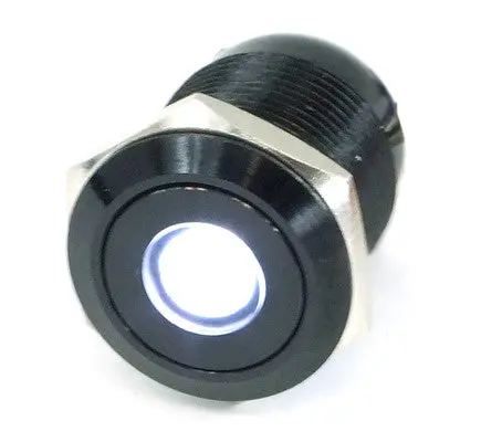 Vandal-Resistant Illuminated Momentary Push Button Switch – Black, 22/19Mm, White Dot Indicator 1