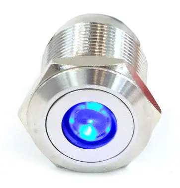 Vandal-Resistant Illuminated Momentary Switch – Silver Housing, 22/19Mm, Blue Dot Indicator 1