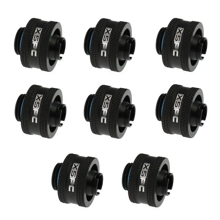 Xspc V2 Matte Black Compression Fitting: G1/4" To 3/8" Id, 5/8" Od – 8-Piece Pack 1