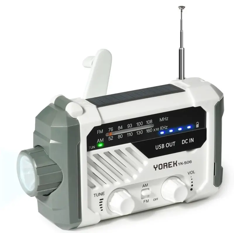 Yorek Emergency Solar & Hand-Crank Am/Fm Radio With Built-In Led Flashlight And Battery Backup 1
