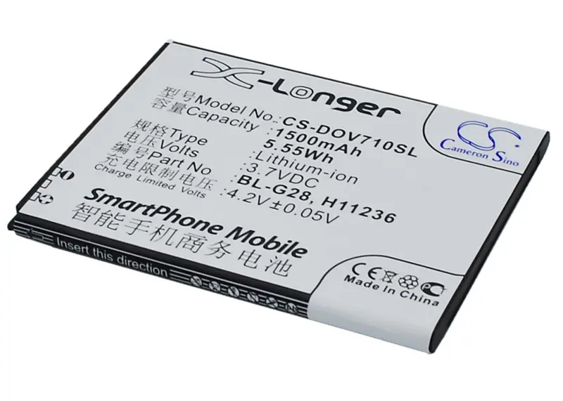 3.7V 1500Mah Li-Ion Replacement Battery For Doov, Haier, Bl-G28, D710, And Ieva D710 Smartphones (5.55Wh) 1