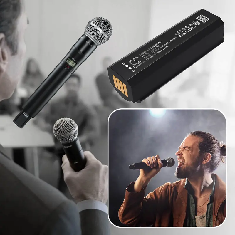 3.7V 2600Mah Li-Ion Microphone Power Cell For Shure Adx2, Adx2 G57, And Model 95A25763 (9.62Wh) 1
