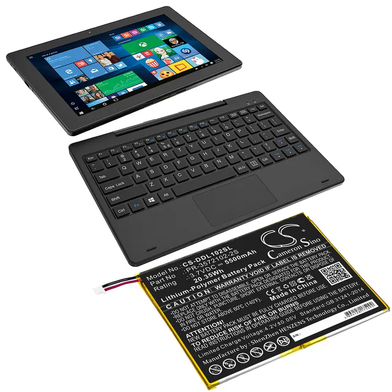 3.7V 5500Mah Lithium-Polymer Tablet Battery For Digiland Devices (Dl1028W, Pr-3572102-2S) 1