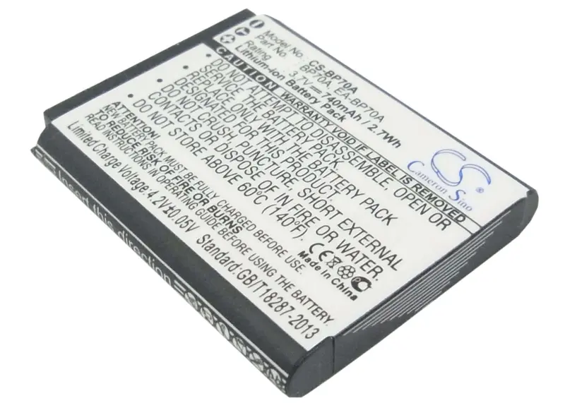 3.7V 740Mah Li-Ion Camera Battery For Samsung Bp-70A (Dv100, Aq100) – 2.74Wh 1