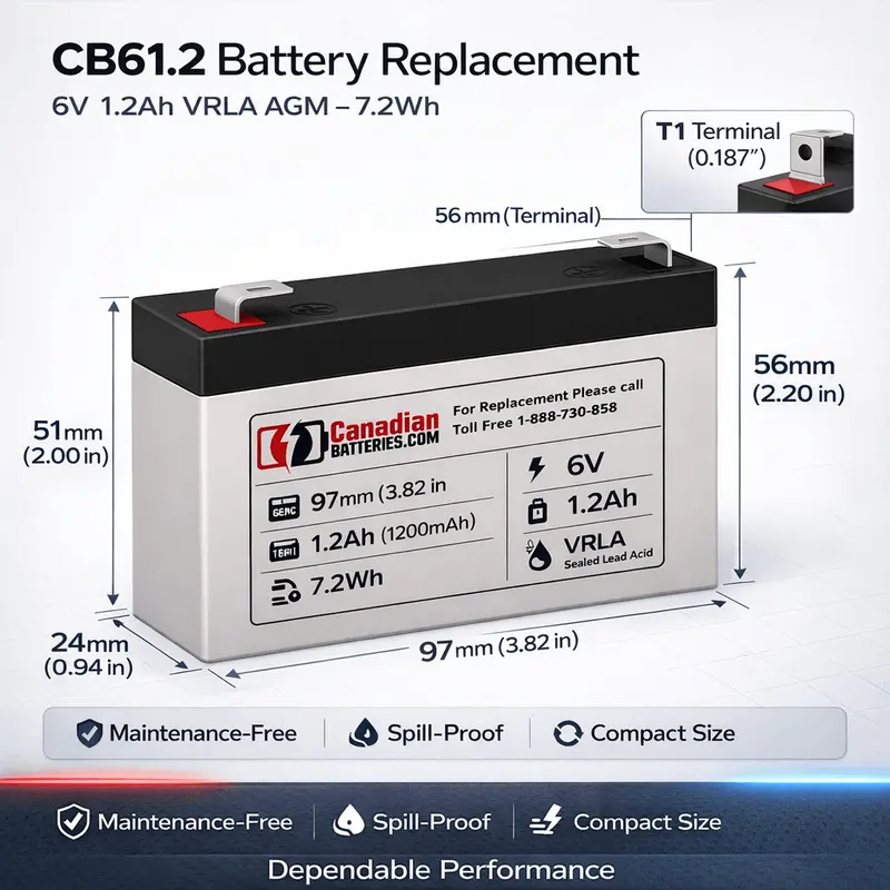 6V 1.2Ah Sealed Lead-Acid Replacement Battery – Compact Sla For Low-Drain Devices 1