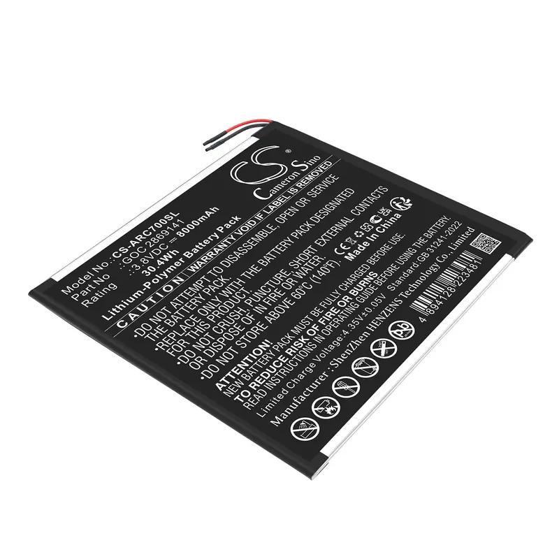 Archos Tablet Battery: 3.8V 8000Mah Li-Polymer (Goc 2869141, Ac101Box, 101B Oxygen, 30.4Wh) 1