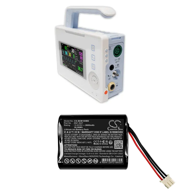 Bionet Bm1-Vet Medical Device Battery – 10.8V 2600Mah Li-Ion (28.08Wh) For Bm1-Bat & Veterinary Monitors 1