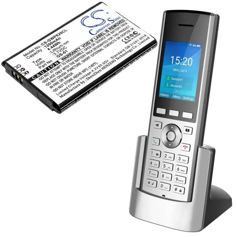 Grandstream Gs-01 & Dp730 Cordless Phone Battery – 3.7V 1200Mah Li-Ion (Gmd1208) – 4.44Wh 1