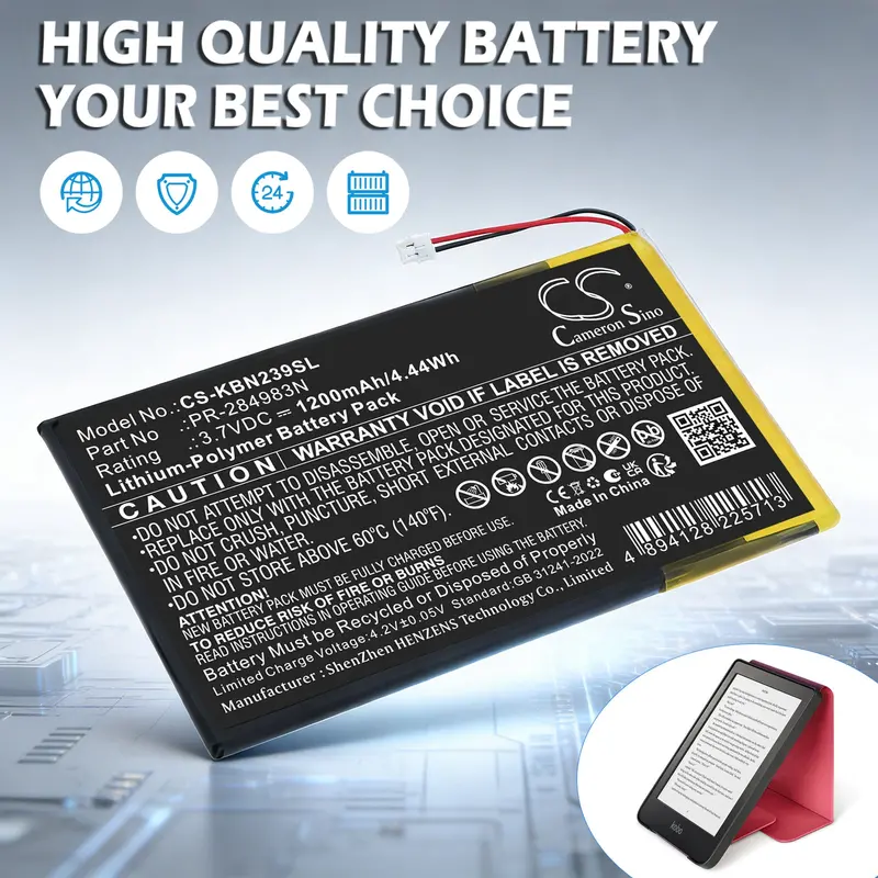 Kobo Clara Hd N249/N239 E-Reader Battery – 3.7V 1500Mah Li-Polymer (Pr-284983N, 5.55Wh) 1