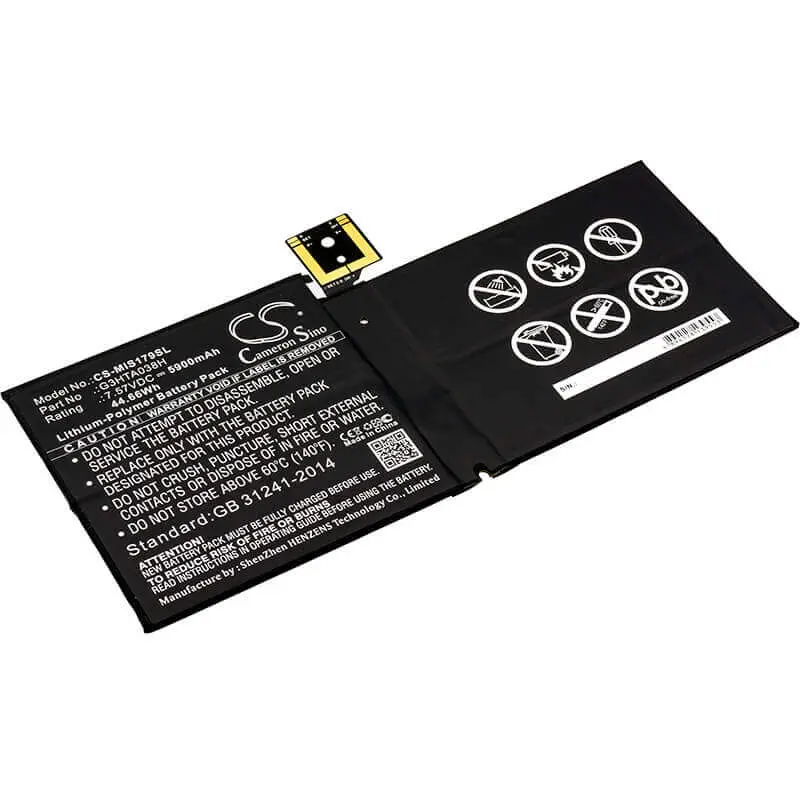 Replacement 7.57V 5900Mah Li-Polymer Tablet Battery For Microsoft Surface Pro 5 (Model 1796) – 44.66Wh 1