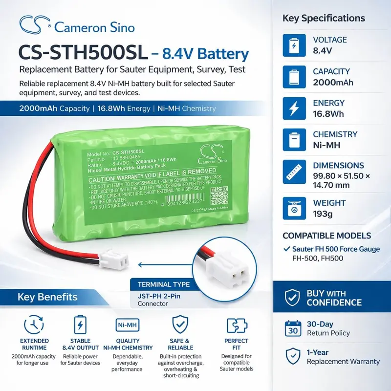 Sauter Fh500 Force Gauge Battery – 8.4V Ni-Mh, 2000Mah, 16.8Wh (43.889.0485) 1
