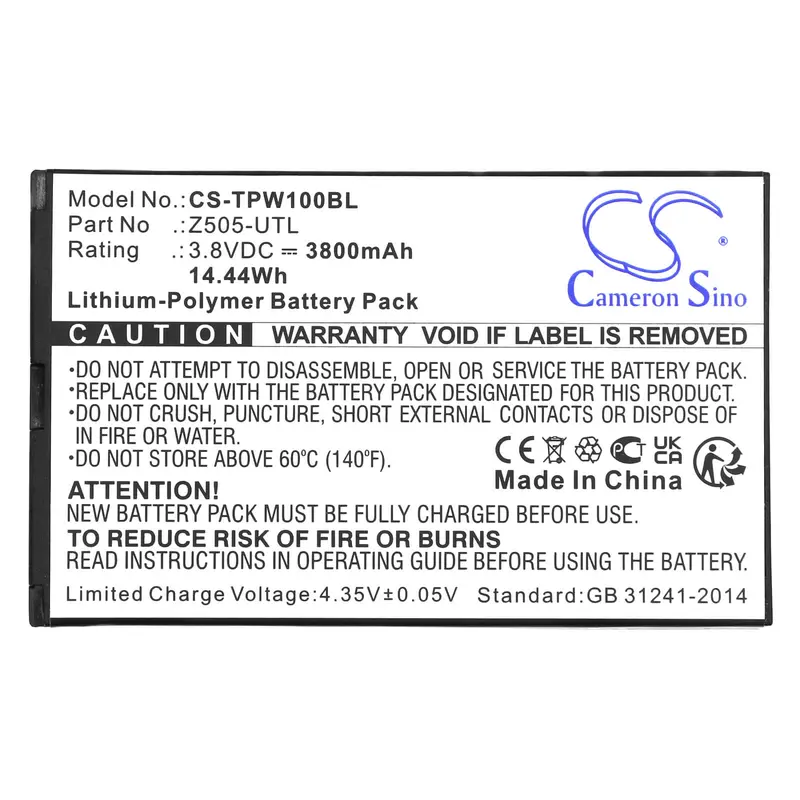 Topwise Payment Terminal Battery – 3.8V 3800Mah Li-Polymer (14.44Wh) For Z505-Utl, T1 1