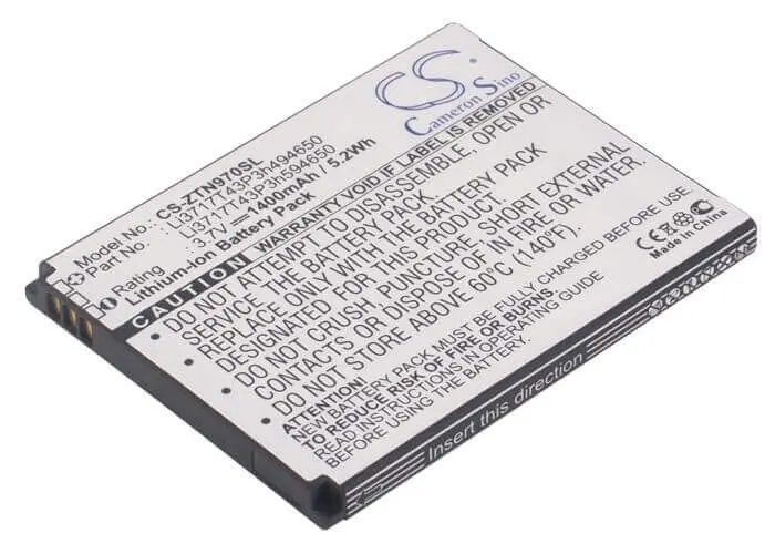 Zte & Net10 Smartphone Battery – 3.7V, 1400Mah Li-Ion (5.18Wh) For Srf, Virgin Mobile, A2, And Li3716T42P3H594650 1